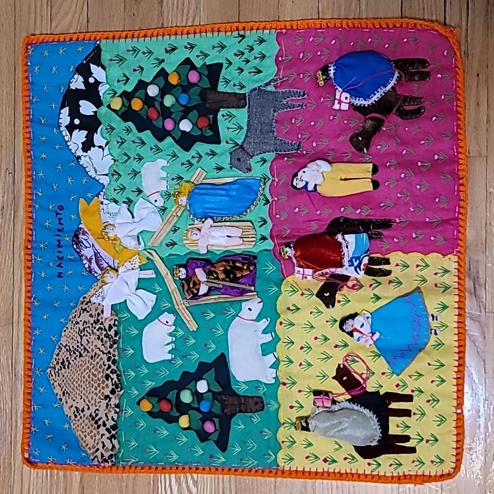 PERUVIAN NACIMIENTO Peru 3D FOLK ART TAPESTRY TEXTILE WALL HANGING ARPILLERA